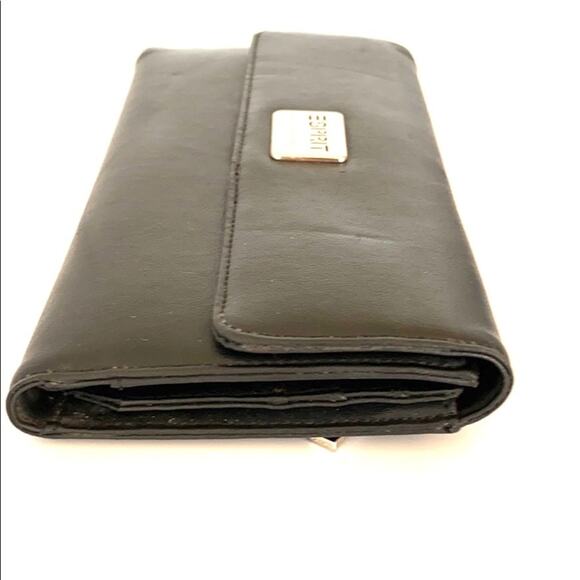 Esprit Women's Black Leather Tri Fold Organizer Envelope Clutch Wallet - Picture 4 of 10